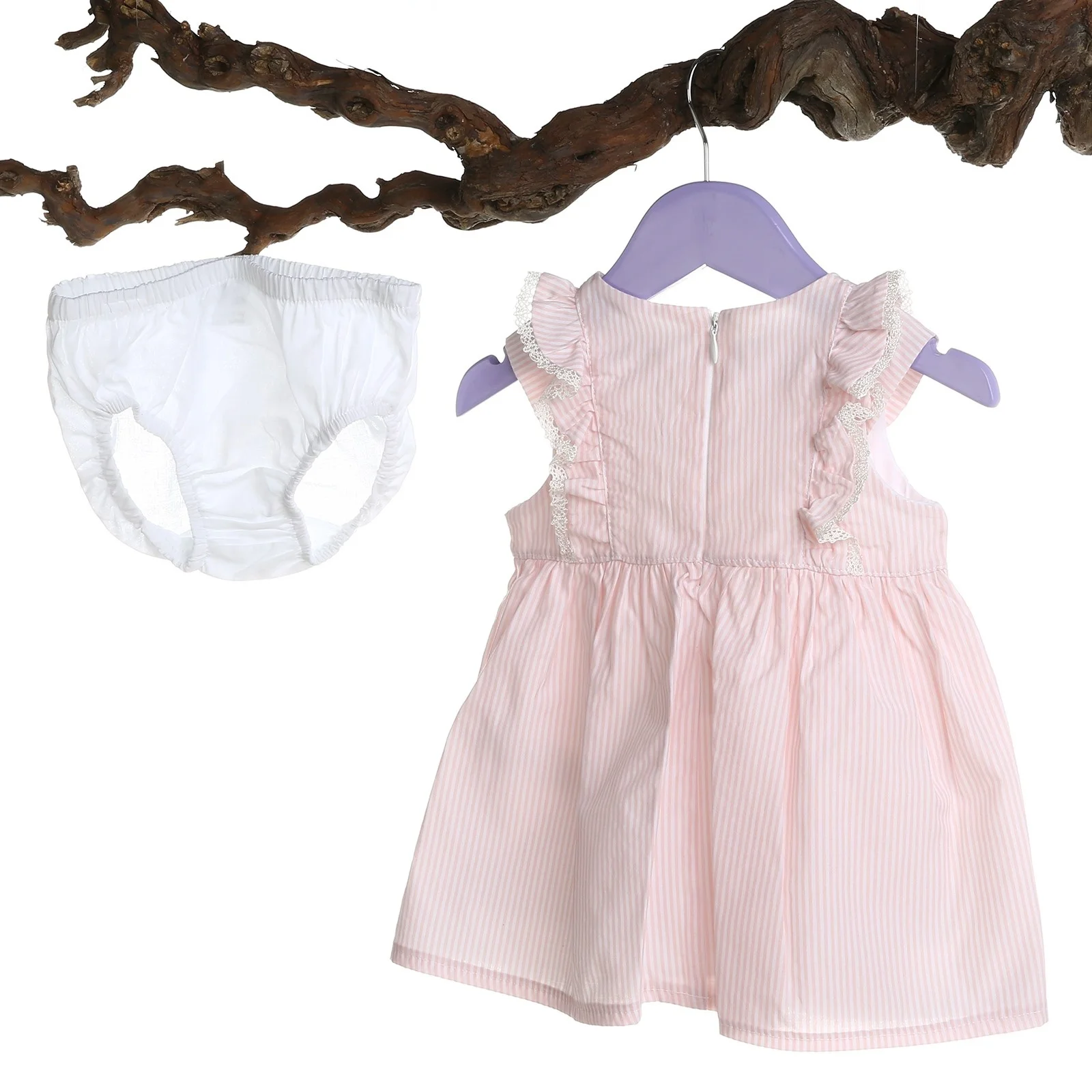 ebebek For My Baby Girl Pink Texture Dress with Panty