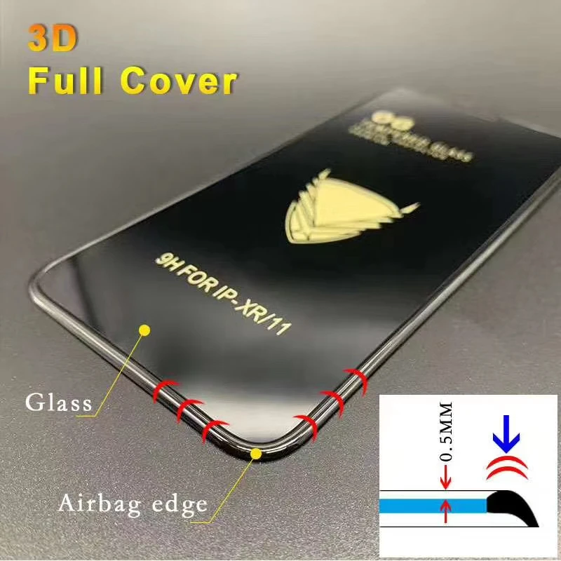 Glass full _ iPhone XR // 11-(shockproof with a side) ^ Black |