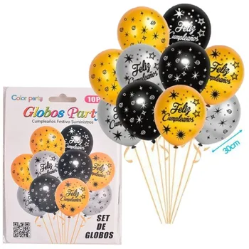 

Pack 9 latex balloons printed matter diam 30cm + 1 transparent balloon 45cm confety interior. October birthday party events provider wedding sets Baptisms