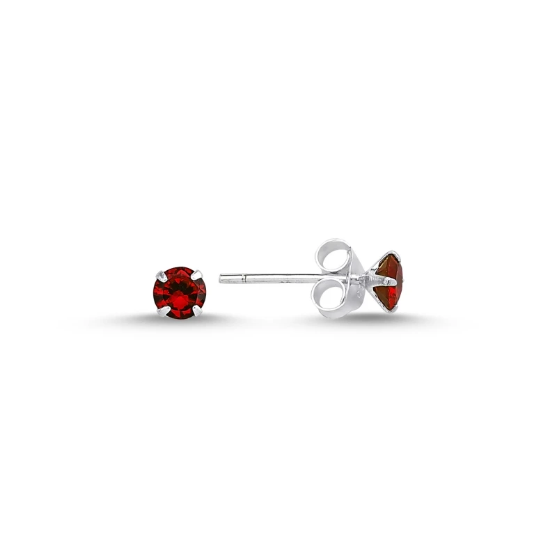 

Silver 925 Sterling 4mm Round Garnet Zircon Engagement Earrings