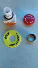 Interruptor de botón de parada de emergencia, equipo de elevación, bloqueo automático, tapa roja tipo seta 1NO 1NC DPST, CA 660V 10A