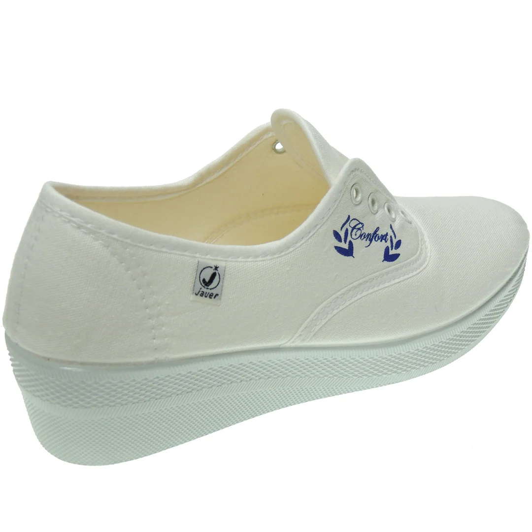 JAVER 1110 Zapatilla Cuña Mujer Aerobic Gimnasia Confort Lona Cordones Piso  Goma Antideslizante|Zapatillas| - AliExpress