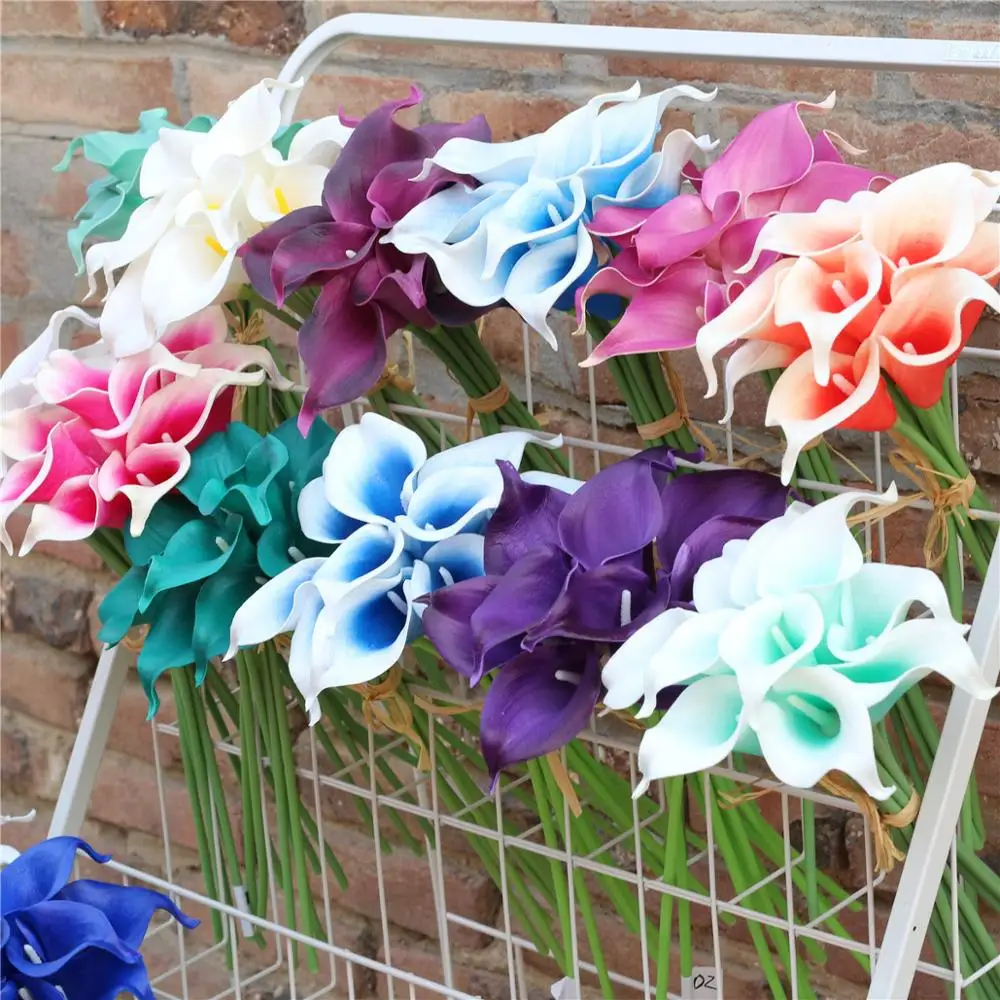 ПУ Калла из латекса букет лилии Пикассо 10 цветов для невесты свадебные цветы|flower