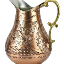 Rose Flower Tumbled Engraved Copper Jug