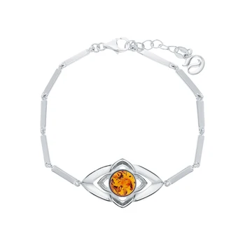 

Silver Bracelet with amber sunlight sample 925