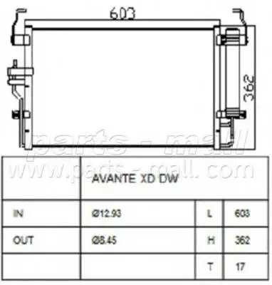 Радиатор кондиционера HYUNDAI ELANTRA XD PMC 976062D500 PARTS-MA