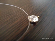 Colgantes redondos de circón AAA para mujer, collar de hilo de pescar transparente Invisible, gargantilla de Metal, Color dorado y plateado