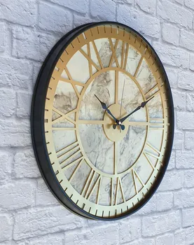 Markakanvas metalowy marmurowy wzór złoty (złoty) kolorowy zegar ścienny tanie i dobre opinie TR (pochodzenie)