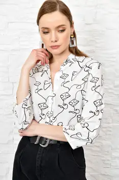 

Trend Alacati Style Women Graphic Pattern Shirt ALC-X3523
