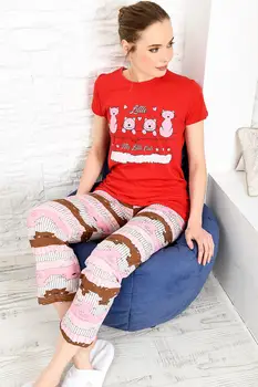 

Trend Alacati Style Women Black Printed Pajamas set ALC-X3970