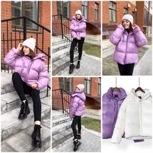 Womens Puffer Jacket Parkas Hooded-Coat Outwear Harajuku Korean-Fashion Winter