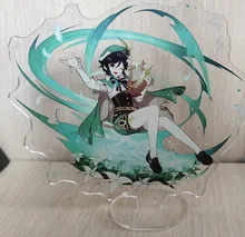 Figura de Anime Genshin Impact Zhongli Diluc Venti Klee Keqing Qiqi, soporte acrílico, modelo de placa, decoración de escritorio, señal de pie, regalos para seguidores