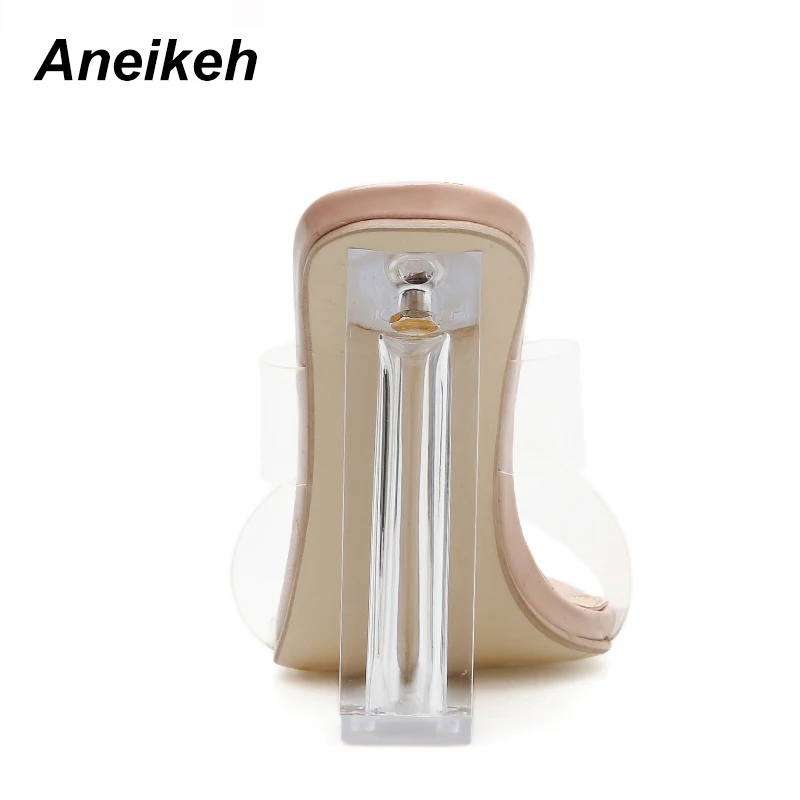 Aneikeh/новая обувь; женские босоножки из пвх; Желейный кристалл; пикантные прозрачные летние босоножки на высоком каблуке; туфли-лодочки; размер 41, 42