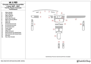 

Interior lining for Chrysler Sebring Convertible 2001-2007. Set L163.