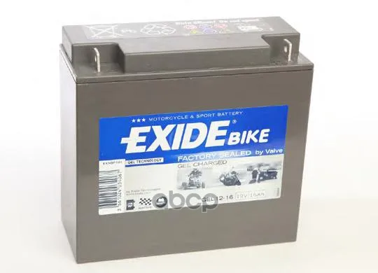 Аккумулятор Moto Gel 16(20h)Ah 100a 180x75x165 Полярность Etn 0 Токовыводы M11 EXIDE арт. GEL12-16
