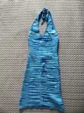 FSDA 2021 V cuello Vestido de punto vestido azul de las mujeres Halter cuello vendaje vestido playero de verano sin mangas Sexy Mini vestidos Y2K