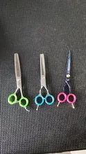 Tijeras de aseo para mascotas con anillo de silicona de colores, profesional, para perros y gatos, accesorios para cortar el pelo, 2 uds.