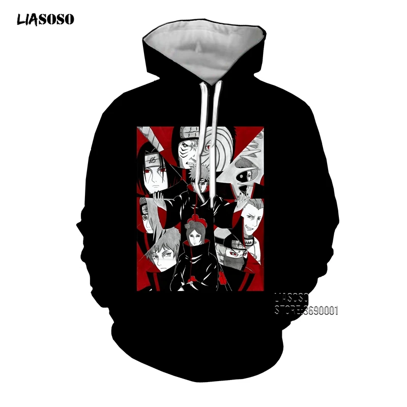 LIASOSO, 3D принт, унисекс, аниме, Наруто, Akatsuki, Учиха Итачи, деидара, боль, Сасори, повседневные толстовки с капюшоном, толстовка, топы, X2646