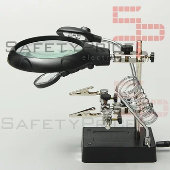 

Soldering station with LED magnifying glass lamp with iron stand