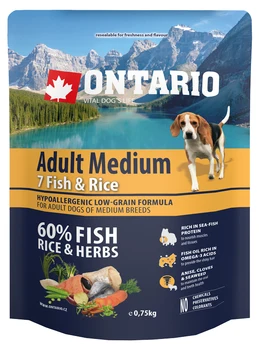 

Ontario for dogs with 7 kinds of fish and rice 0,75 kg x 4 PCs