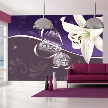

Wall mural-Lily in purple-200x140 cm