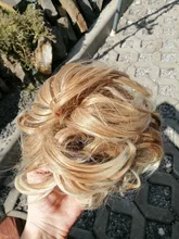 S-noilite-Peluca de cabello sintético para mujer, postizo de encaje suave, moño desordenado, banda elástica para el pelo, 85g