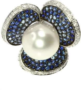 

Jay VI ring with sapphires, diamonds and pearls in white gold