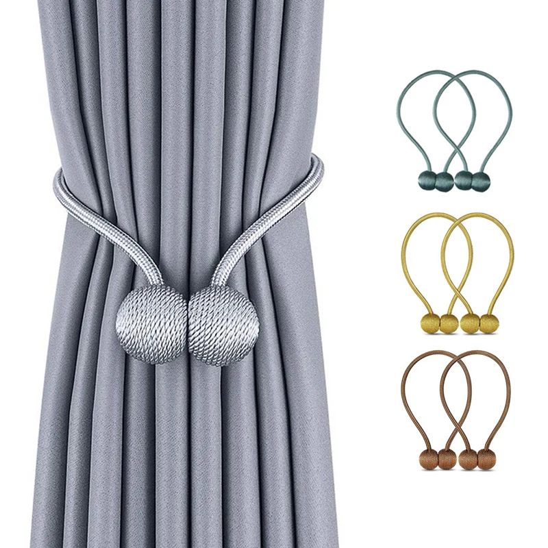 

2PCs New Magnetic Pearl Ball Curtain Tiebacks Tie Backs Holdbacks Buckle Clips Curtain Tieback Curtain Decorative Accessories