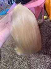 Luvin-pelucas frontales de encaje transparente para mujeres negras, cabello humano brasileño liso Remy, corto, Bob, desplumada, 613