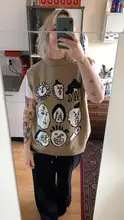 Vest Graphic Knitted Streetwear-Knit Harajuku Men for And Women Urban Ukiyo-E Pullover