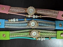 Reloj de pulsera Vintage de cuarzo para mujer, pulsera para vestido de cuero de mujer, calient 03 *