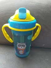 Bonita taza de alimentación de bebé de 400ML con pajita, botella de alimentación portátil sin BPA, a prueba de fugas con asa, para entrenar a niños, Sippy Copos