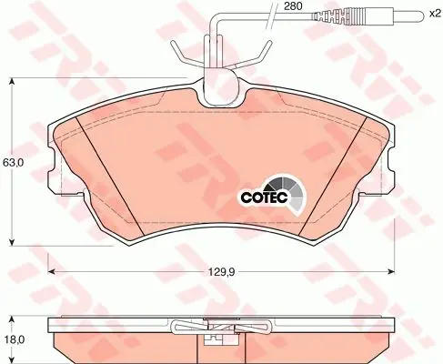 Колодки дисковые п.\Renault Espace 2.0/3.0/2.2TD 96-98 TRW GDB1270