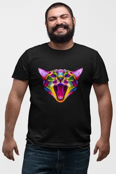 

Angemiel Wear Colorful Cat Black Men 'S Cotton Big Size T-Shirt