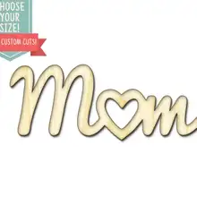 Мама сердце Дерево вырезанный-на заказ Выберите свой размер Лазерная резка Деревянные Художественные товары для рукоделия Настенный декор свадебный детский DCS0609