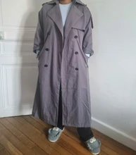 Gabardina larga X holgada de estilo coreano para mujer, abrigo de doble botonadura con cinturón, manto de dama, rompevientos, prendas de vestir de primavera y otoño, color gris