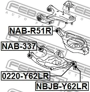 Опора шаровая заднего нижнего рычага Nissan Patrol 10 FEBEST 022