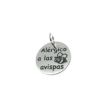 

Pendant sterling silver 18mm 925m. ALLERGIC TO WASPS unisex-Customizable-RECORDING INCLUDED IN THE PRICE