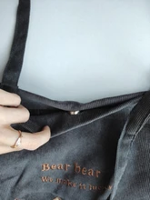 Bolso de hombro de PANA con bordado de ositos de la suerte para mujer, bolsa de lona a rayas, de tela ecológica, bolsas de compras bonitas y suaves