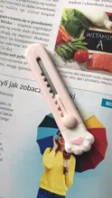 MINKYS-Mini cuchillo de bolsillo con Gato Kawaii, utensilio de utilidad artística, caja Express, cortador de papel, hoja rellenable para envolver, papelería