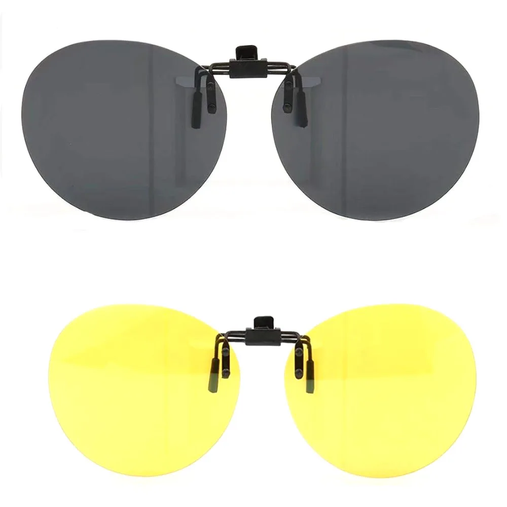 Clip-on Vintage Polarized Night Vision Sunglasses Flip-up Lens Driving UV Glasse