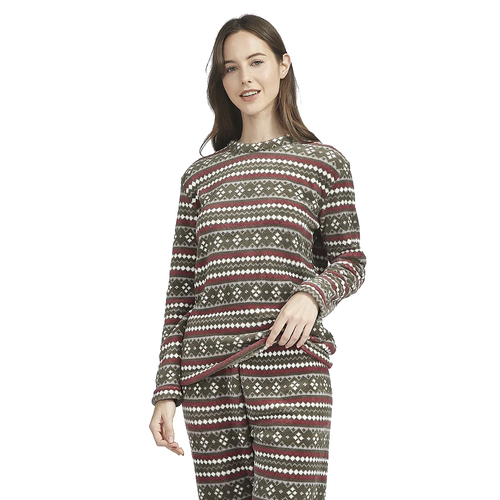 PimpamTex - Women's Autumn Winter Coral Long Sleeved Pyjama Set, Warm Winter Coral Printed Pyjama Set with Soft Touch, Wide Vari