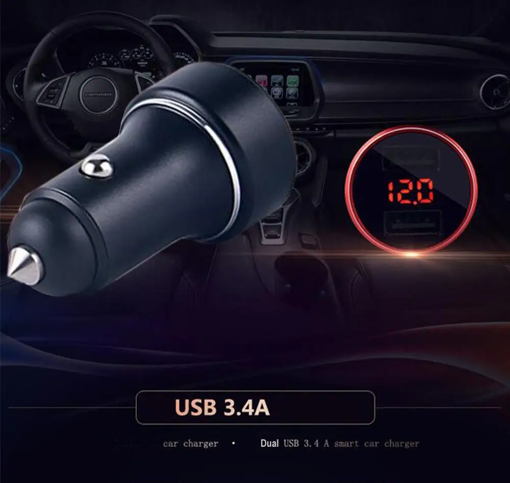 4 в 1, зарядное устройство с двумя USB, автомобильный аккумулятор, измеритель напряжения, измеритель тока, оконный выключатель, 12 В, 24 В, Qualcomm QC 3,0, USB, быстрая зарядка