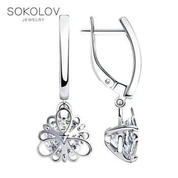 

SOKOLOV Silver drop earrings with stones with cubic zirconia fashion jewelry silver 925 women's/men's, male/female, long earrings, women's male