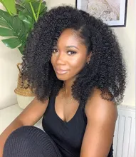 Peluca rizada mongol 3B 3C para mujeres negras cabello humano Afro rizado, pieza en U, corte de Bob corto, Belleza