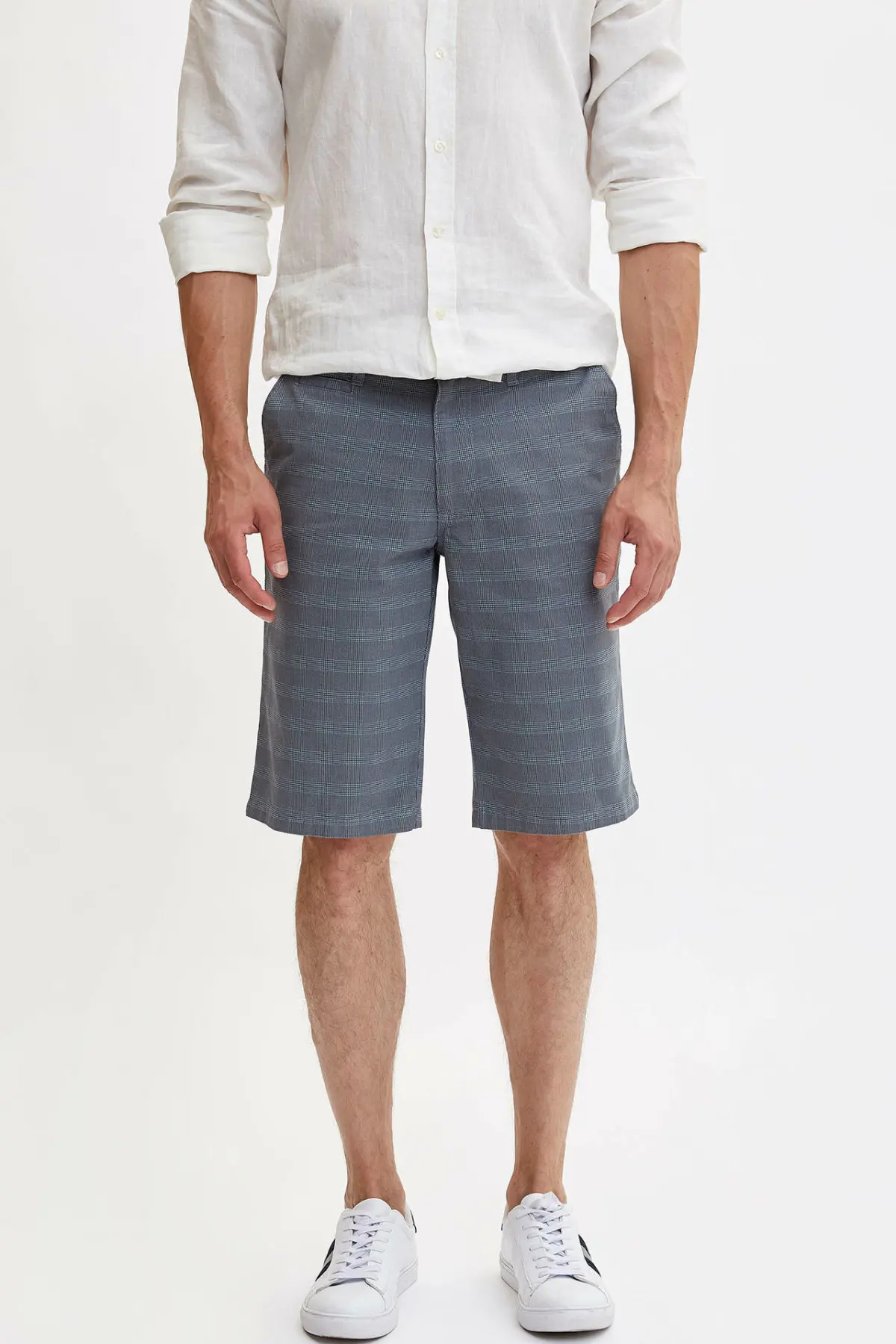 DeFacto, мужские летние повседневные шорты в клетку, мужские облегающие шорты-бермуды, мужские шорты со средней талией, Bottoms-L6060AZ19SM