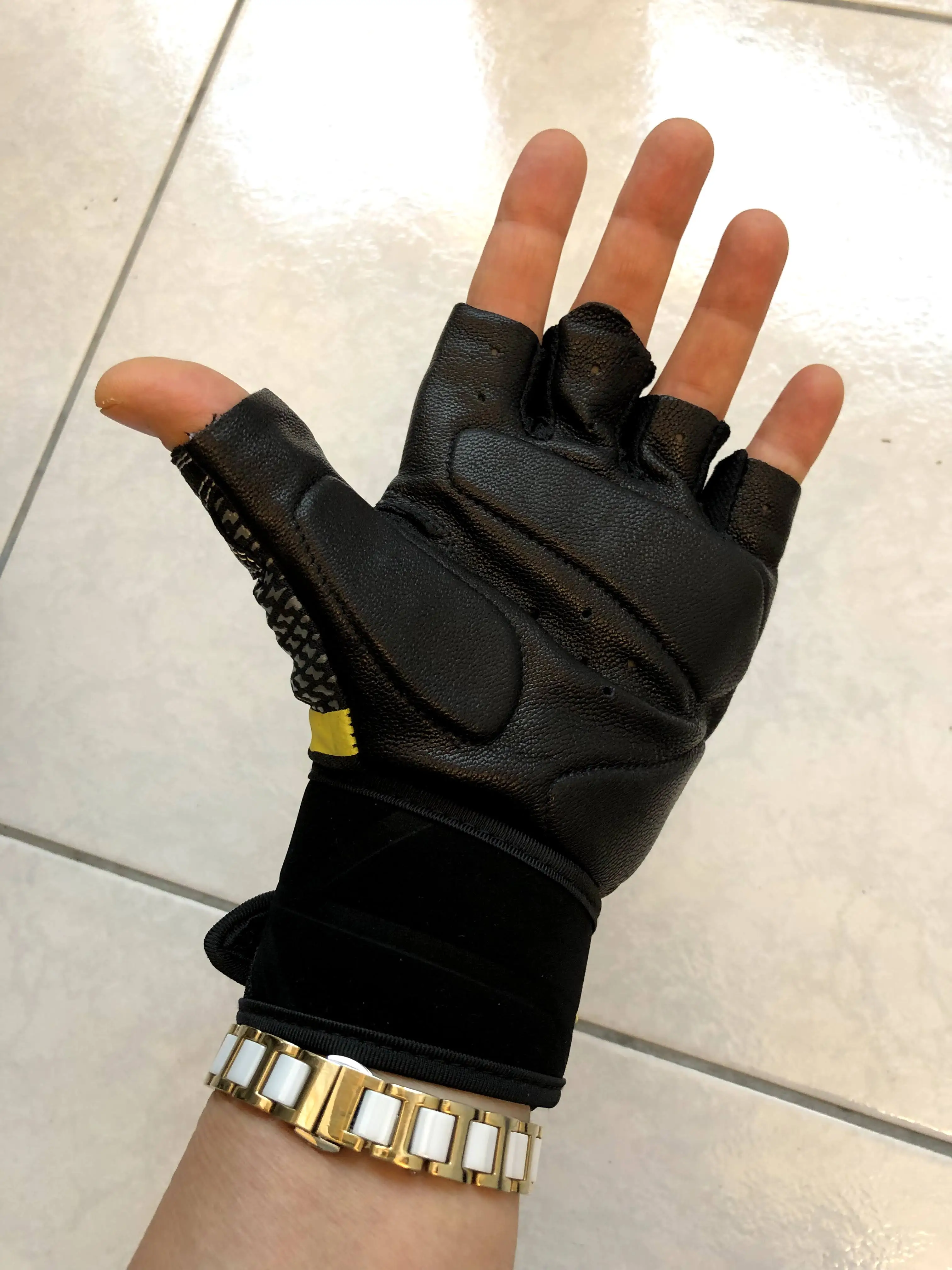 Weight Lifting Gloves Sheep Leather Gym Glove Bodybuilding Nonslip Wrist Wraps 