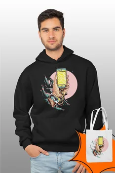 

Angemiel Wear Phone Captive Black Male Hooded Sweatshirt Bags Kombin