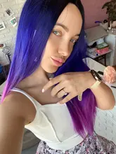 Wignee-Peluca de cabello sintético largo y liso para mujer, pelo de color púrpura ombré, parte media, fibra resistente al calor, para fiesta, paquete diario