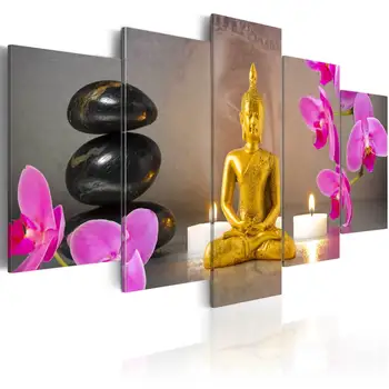 

Picture-Golden Buddha and orchids-100x50 cm